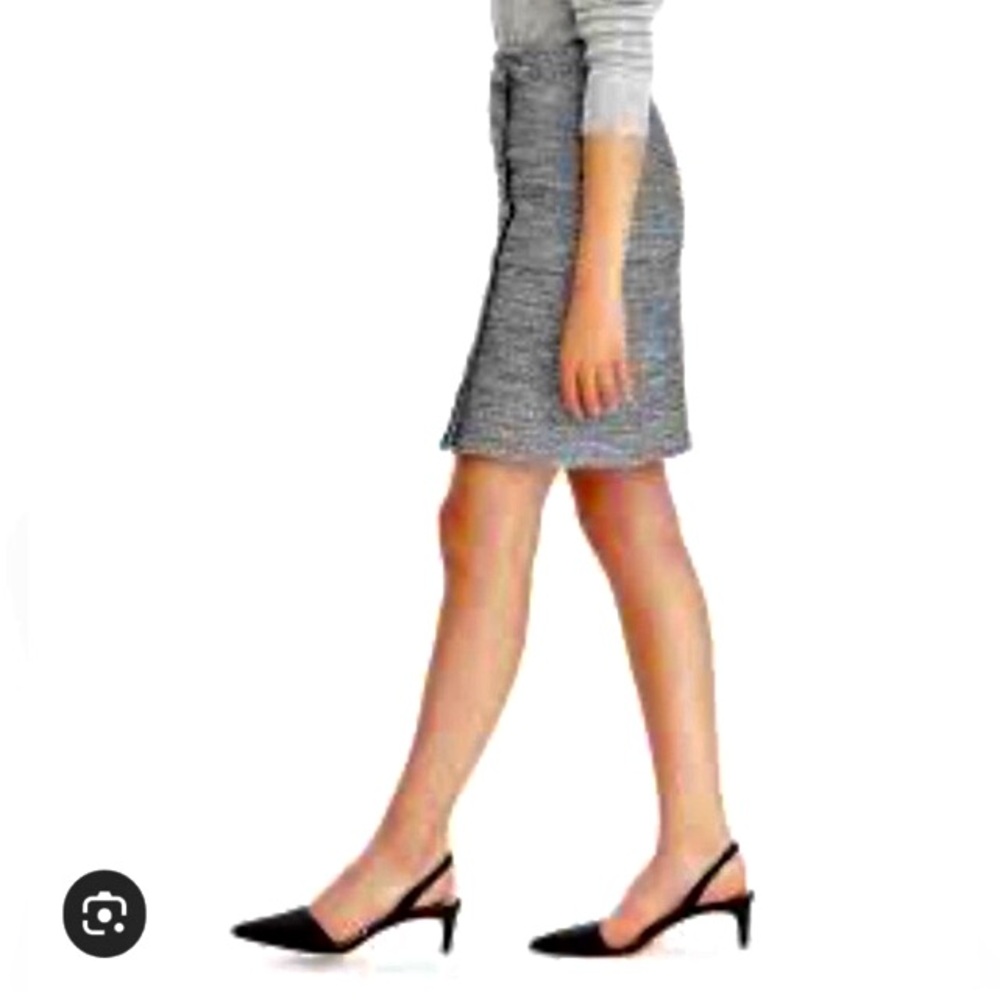 BANANA REPUBLIC Boucle Bluish Grey White Fringe Lined Preppy Textured SKIRT Sz 6